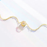 FANCIME "Rainbow Flower" Multicolored Sapphire Circle 14K Yellow Gold Necklace Back