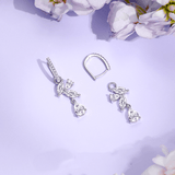"Wisteria Flower Cluster” Sterling Silver Floral Hoops Drop Earrings