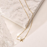 FANCIME "Dreamer" Cloud Mother Of Pearl Airplane 14k Yellow Gold Necklace Full
