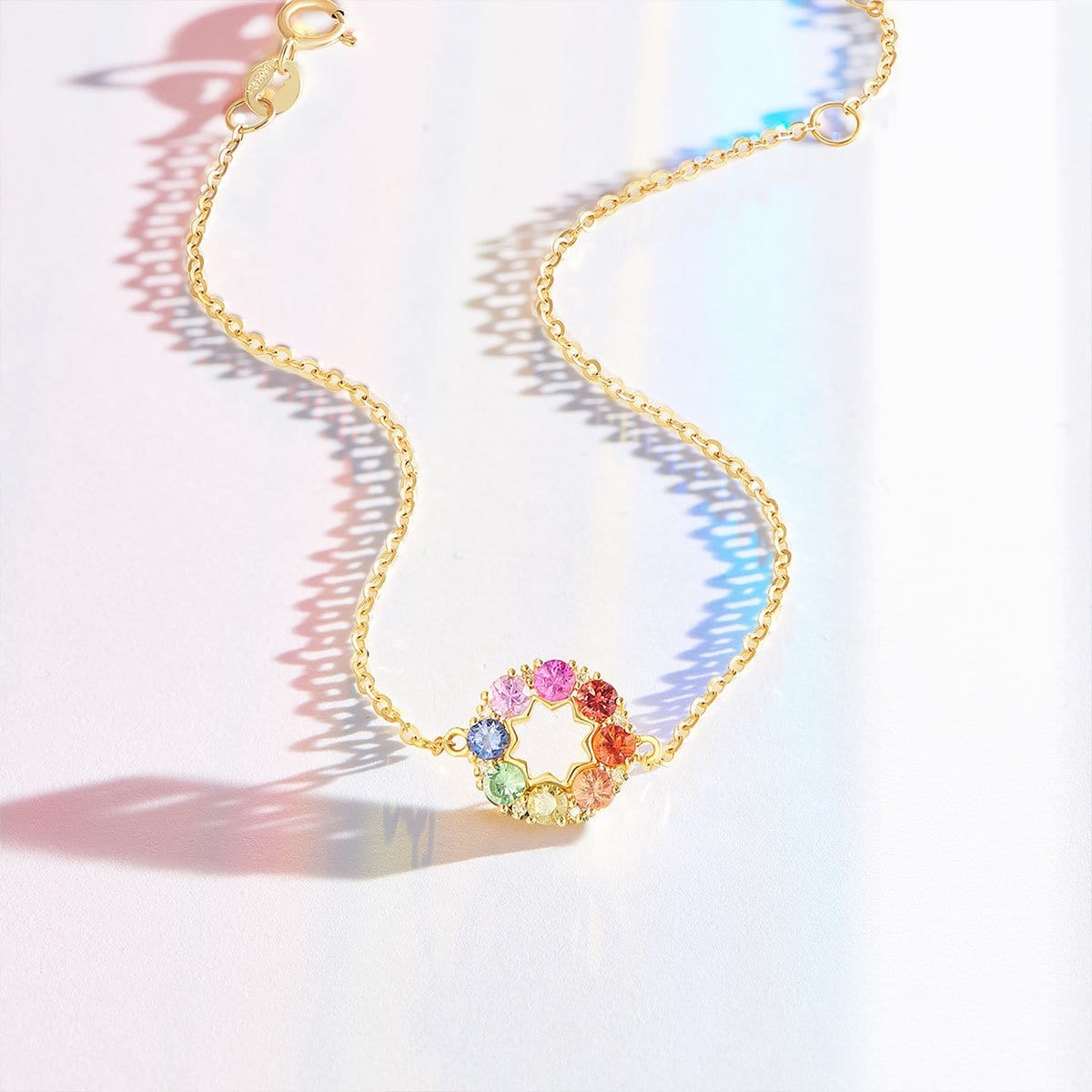 FANCIME "Rainbow Flower" colored sapphires 14k yellow gold Bracelet Show