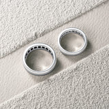 FANCIME "Roman Time" Couples Promise Sterling Silver Rings Back Show