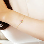 FANCIME "Rainbow Flower" colored sapphires 14k yellow gold Bracelet Model