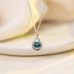 FANCIME "Birthstone" December Gemstone Sterling Silver Necklace Detail