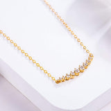 FANCIME "Mademoiselle White" Bar Smile 14K Yellow Gold Necklace Detail2