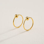 FANCIME Minimalist Ball 18k Yellow Gold Hoop Earrings Show