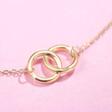 FANCIME Two Circle Friendship 14k Solid Yellow Gold Bracelet Detail