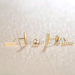 FANCIME Chime Bar 14K Yellow Gold Stud Earrings Show