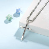 FANCIME Mens Black Highlight Cross 925 Silver Necklace Show