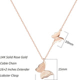 FANCIME "Twinkling Kiss" Butterfly 14K Rose Gold Necklace Size