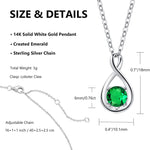 FANCIME "Birthstone" Emerald May Gemstone Sterling Silver Necklace Size