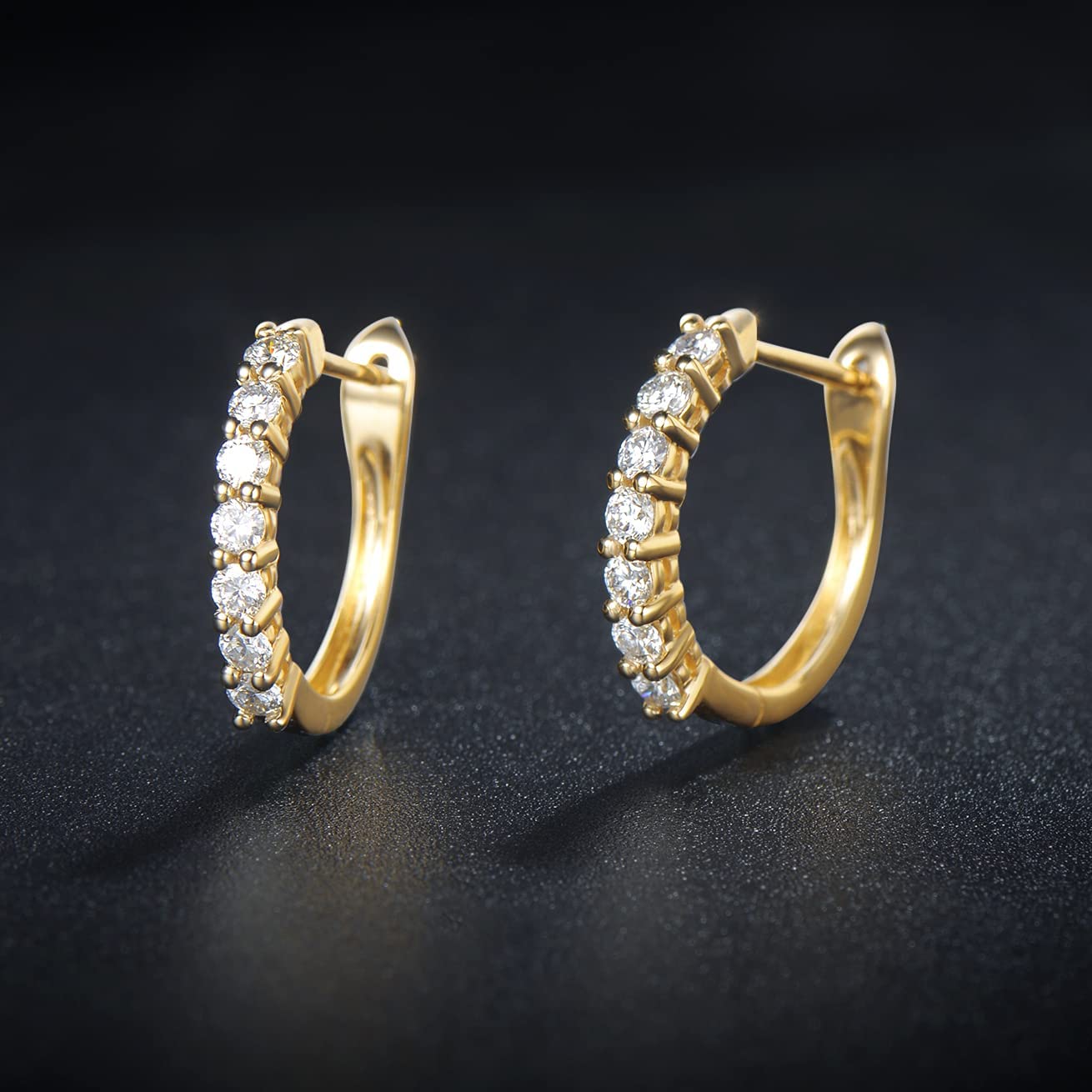 FANCIME Small Huggie 14K Yellow Gold Hoop Earrings Show