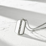 FANCIME "Self-Identity" Mens Dog Tag Sterling Silver Necklace Detail