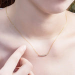 FANCIME "Mademoiselle White" Bar Smile 14K Yellow Gold Necklace Show