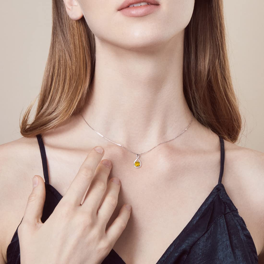 FANCIME "Birthstone" November Gemstone Sterling Silver Necklace Show
