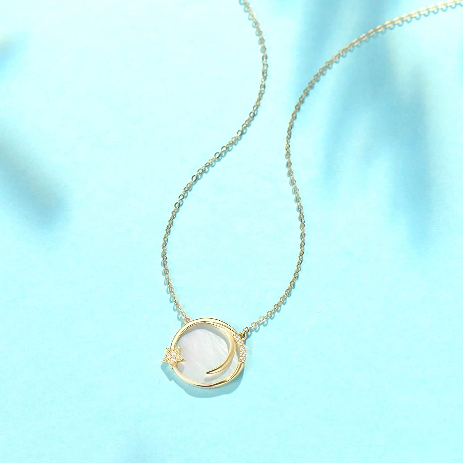 FANCIME "Magic Wish" Moon Star 14K Gold Necklace Full