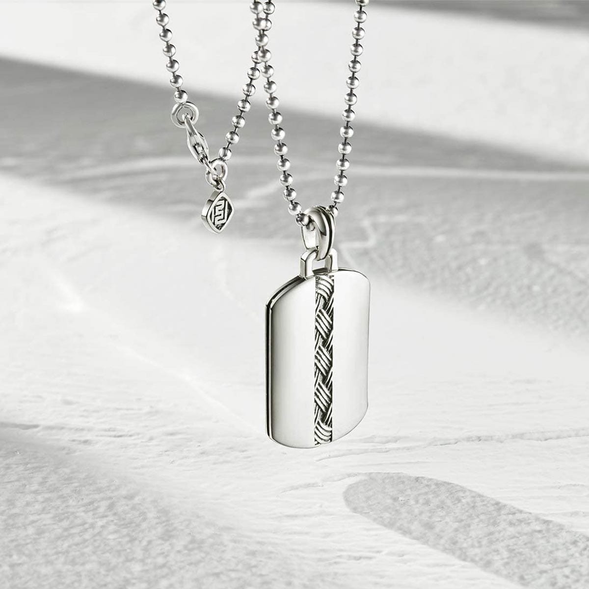 FANCIME "Self-Identity" Mens Dog Tag Sterling Silver Necklace Full
