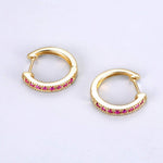 FANCIME Golden Ruby 14k Yellow Gold Hoop Earrings Show