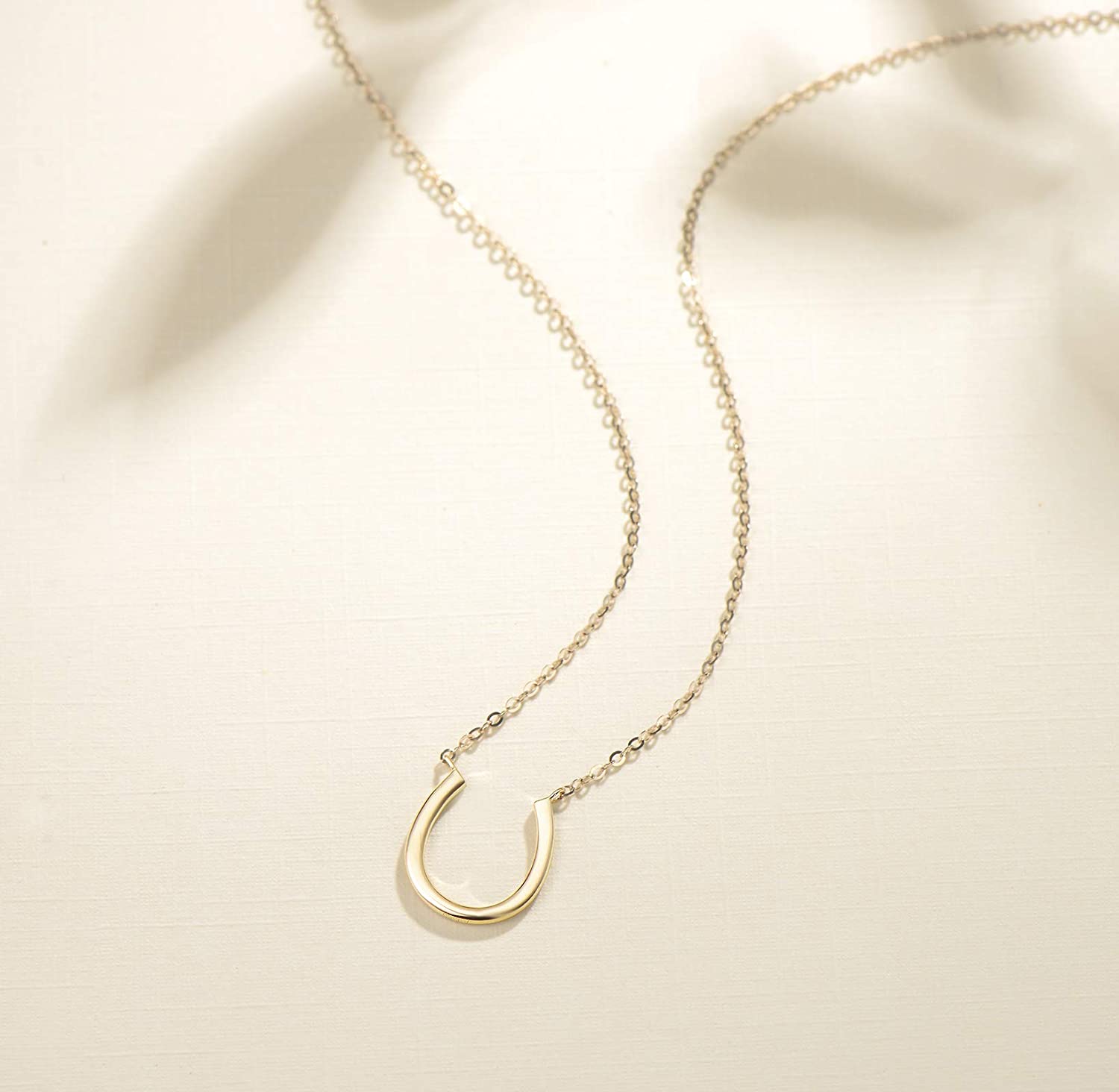 FANCIME Horseshoe Necklace14K Solid Yellow Gold Necklace Full