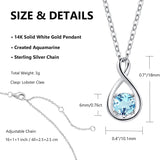 FANCIME "Birthstone" Aquamarine March Gemstone Sterling Silver Necklace Size
