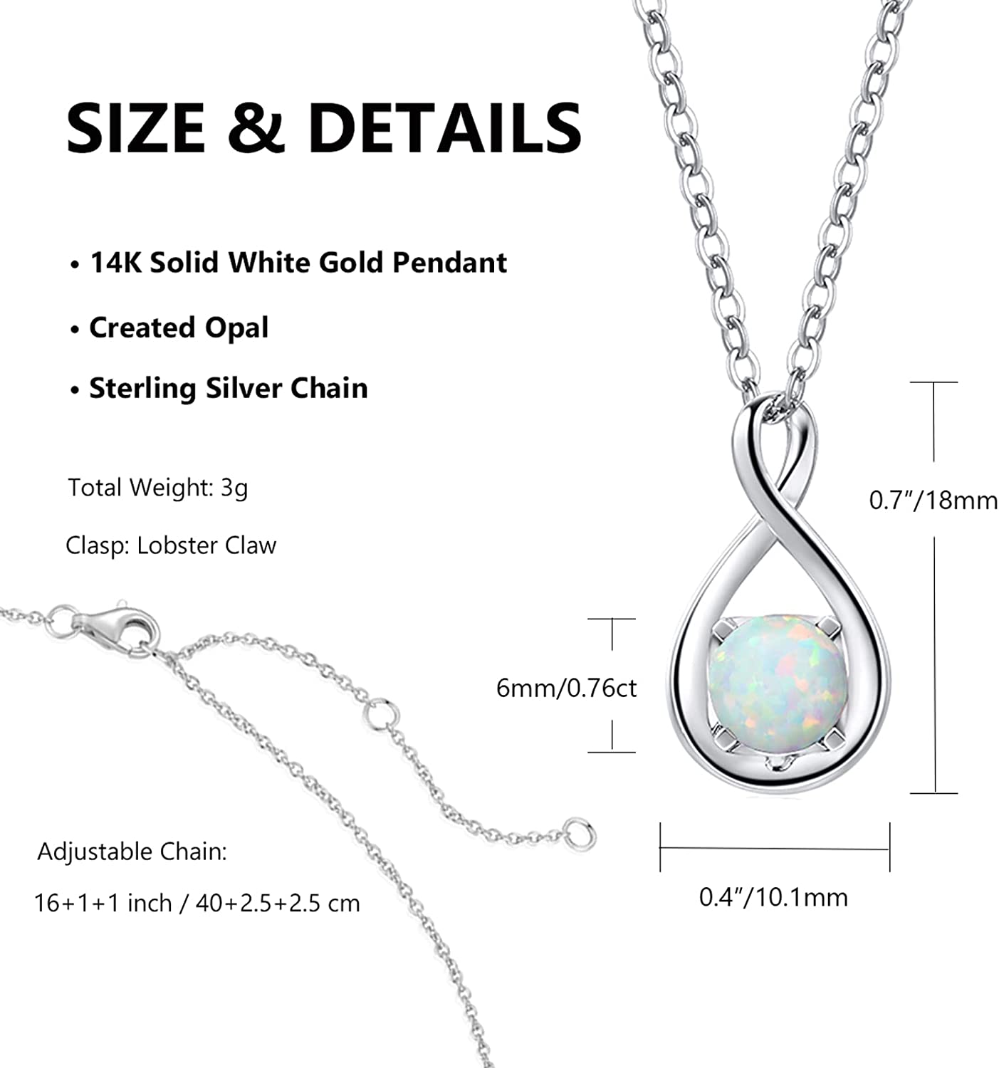 FANCIME "Birthstone" October Gemstone Sterling Silver Necklace Size