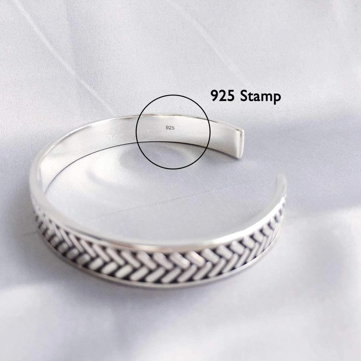 FANCIME FEARLESSNESS Mens Open Cuff Sterling Silver Bracelet Show