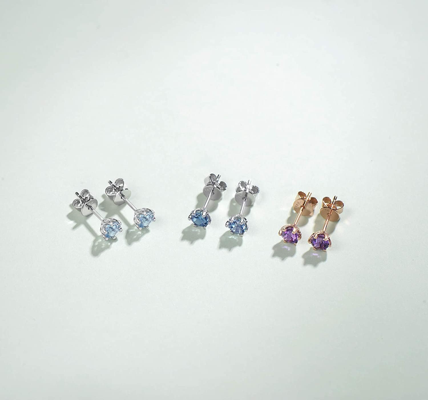 14k color gemstone round stone earrings 