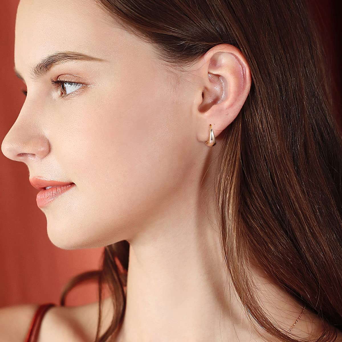 Domed 14k yellow gold earrings for women