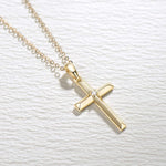 FANCIME "Faith In Heart" 14K Yellow Gold Diamond Cross Necklace Detail