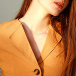 FANCIME “Tube Lines” Smile Gold Bar 14K Yellow Gold Necklace  Model