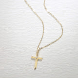 FANCIME "Faith In Heart" 14K Yellow Gold Diamond Cross Necklace Full2