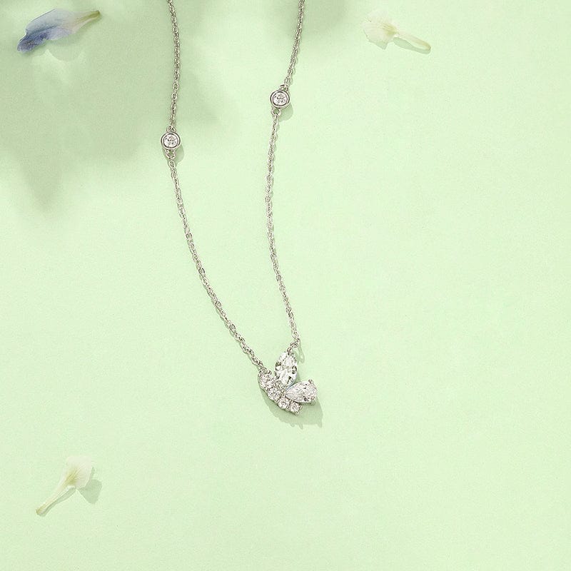FANCIME "Aqua Joy" Sterling Silver Cut CZ Stones Flying Butterfly Necklace White Main