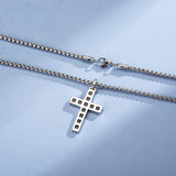 FANCIME Mens Black Bold Cross 925 Silver Pendant Detail