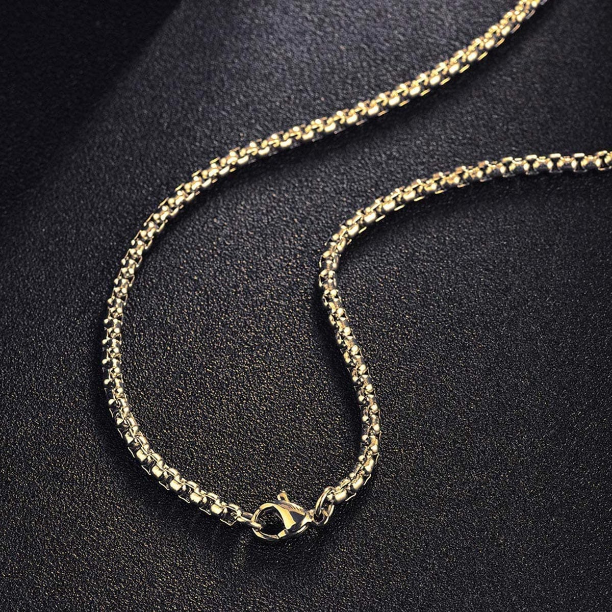 FANCIME Plated Mens Beveled Cross 14K Yellow Gold Necklace Link