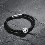 FANCIME COURAGE  Mens Leather Sterling Silver Bracelet Show