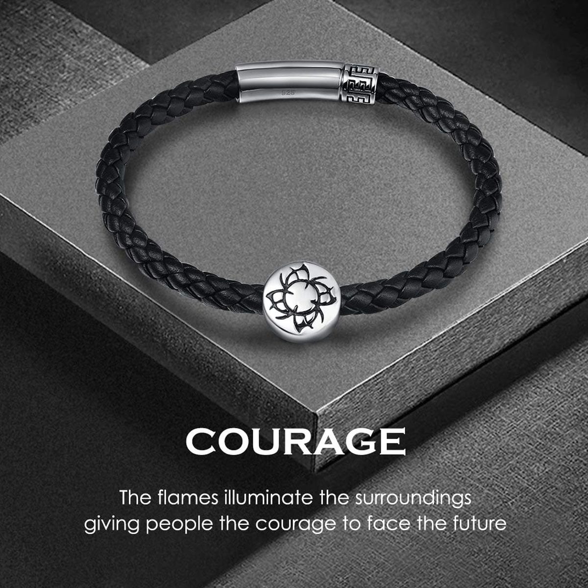 FANCIME COURAGE  Mens Leather Sterling Silver Bracelet Poster