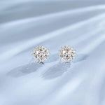 FANCIME 2.2CTTW Moissanite Flower 14K White Gold Stud Earrings Show