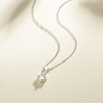 FANCIME Moissanite Hearty Love Solitaire 14K White Gold Necklace Full