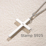 FANCIME Mens Gold Plated Beveled Cross Sterling Silver Necklace Back