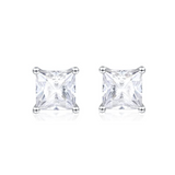 FANCIME Solitaire Princess Cut 14K White Gold Stud Earrings Main