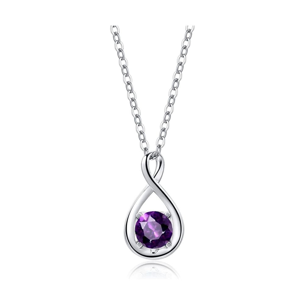 FANCIME Amethyst February Gemstone Sterling Silver Necklace Main