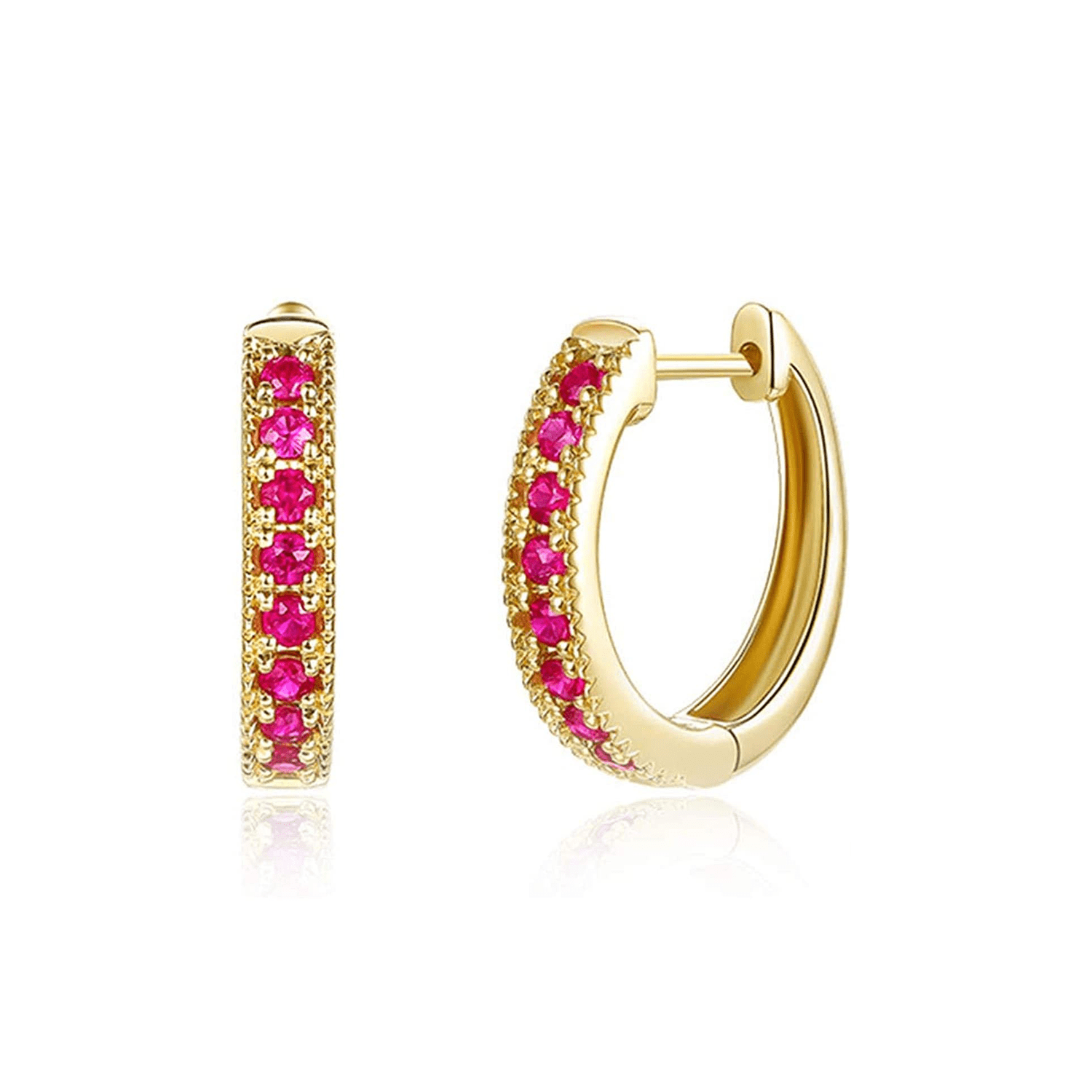 FANCIME Golden Ruby 14k Yellow Gold Hoop Earrings Main