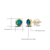 Small tiny opal studs in yellow gold