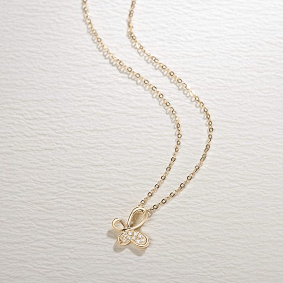 FANCIME "Valerie" Infinity Butterfly 18K Yellow Gold Necklace Full