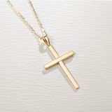Sleek High Shine Cross Pendant Necklace in 14K Yellow Gold - FANCI ME