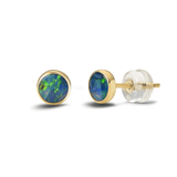 Thick flat opal gemstone earrings in 18k gold