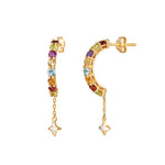 FANCIME "Rainbow Star" Rainbow Gemstones 14k Yellow Gold Hoops Main