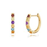 FANCIME "Colorful Moon" Gemstone 14k yellow gold Hoops Main