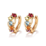 FANCIME Multicolored Gemstone 14K Yellow Gold Hoop Earrings Main