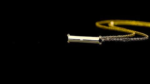 FANCIME "Simply Bar" Horizontal Gold Bar 14K Yellow Gold Necklace Video