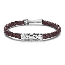FANCIME DESTINATION Mens Leather Sterling Silver Bracelet  Main